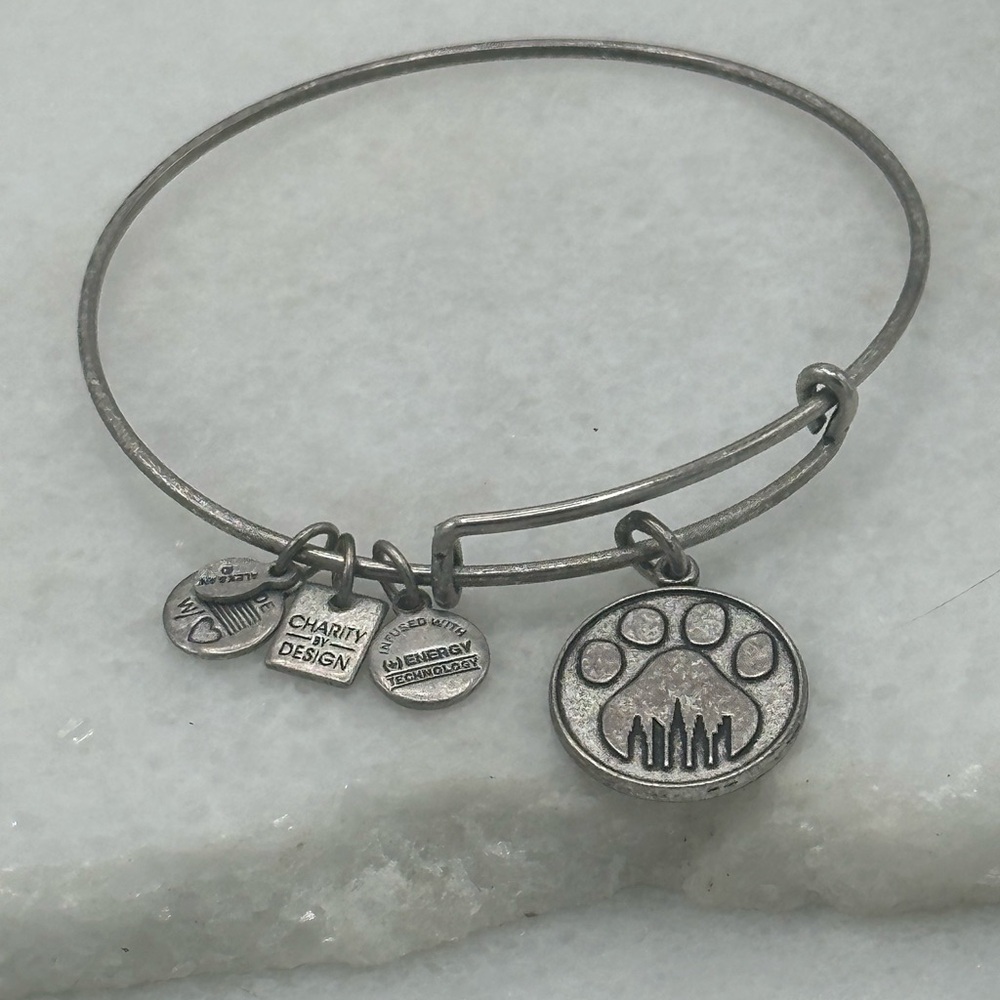 ✔️ALEX AND ANI PRINTS OF LOVE Bangle Dog PAW PRINT CHARM BRACELET Silver